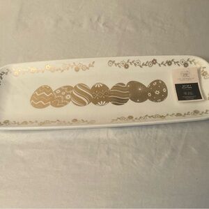 Set of 3 Farmhouse Rachel Ashwell Gold Easter Egg Plastic Serving Platters